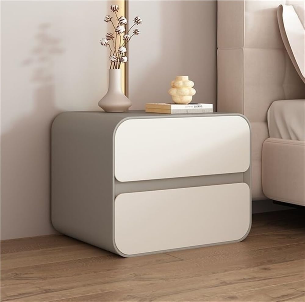 Table de chevet en bois multicolore 40cm avec 2 tiroirs de rangement pour chambre