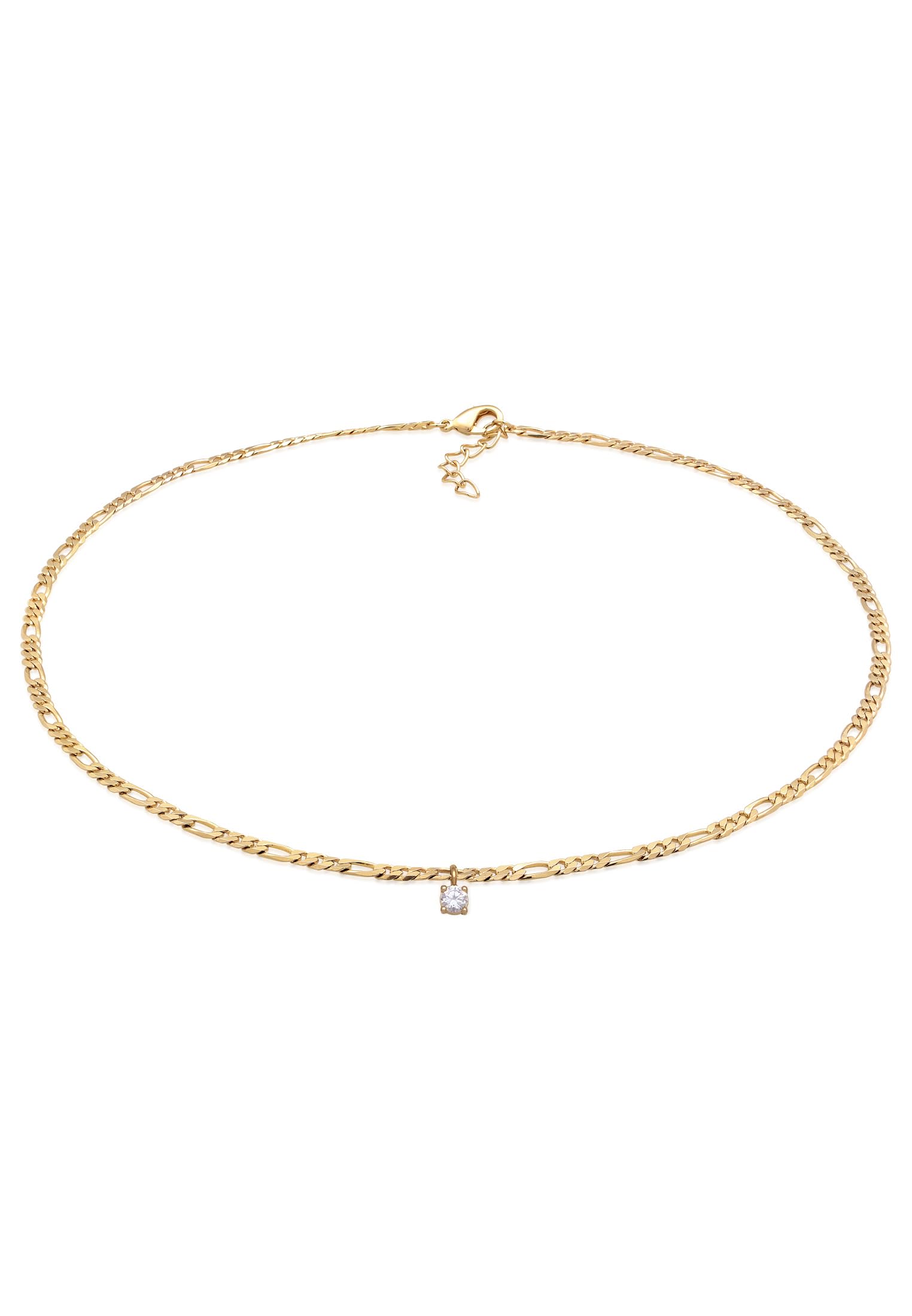 Elli Necklace Ladies Solitaire Pendant Gold Coloured with Zirconia Crystals