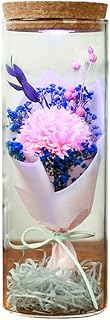 Lámpara de botella de flor eterna de girasol amarillo con flor real conservada con control remoto, luz nocturna LED, regalo de deseos for Navidad Año Nuevo ( Color : Pink Carnation , Size : 8 x 8 x 22