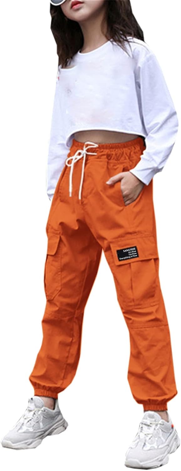 SANGTREE Girls & Womens Drawstring Cargo Jogger Pants,3 Years - Women 3XL - Picture 47 of 170