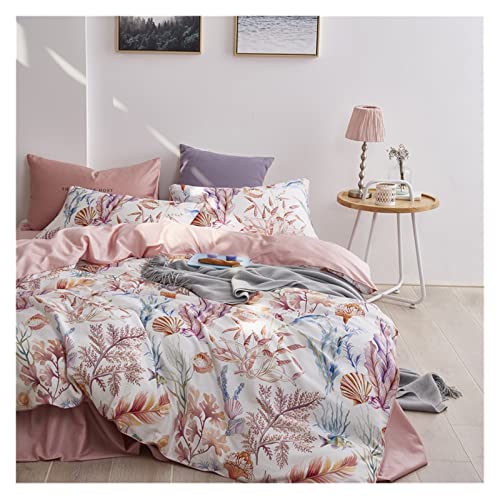 XYZMDJ Juego de ropa de cama con estampado multic de color algodón suave rey king juego (Color : A, Size : Queen size 4pcs) Cover