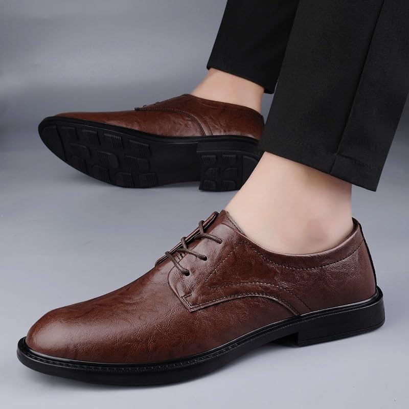 Men's Leather Dress Shoes, Classic Lace-Up Oxford Shoes for Wedding & Prom, Luxury British Gentleman Footwear, Comfortable Driving Flats for Men2