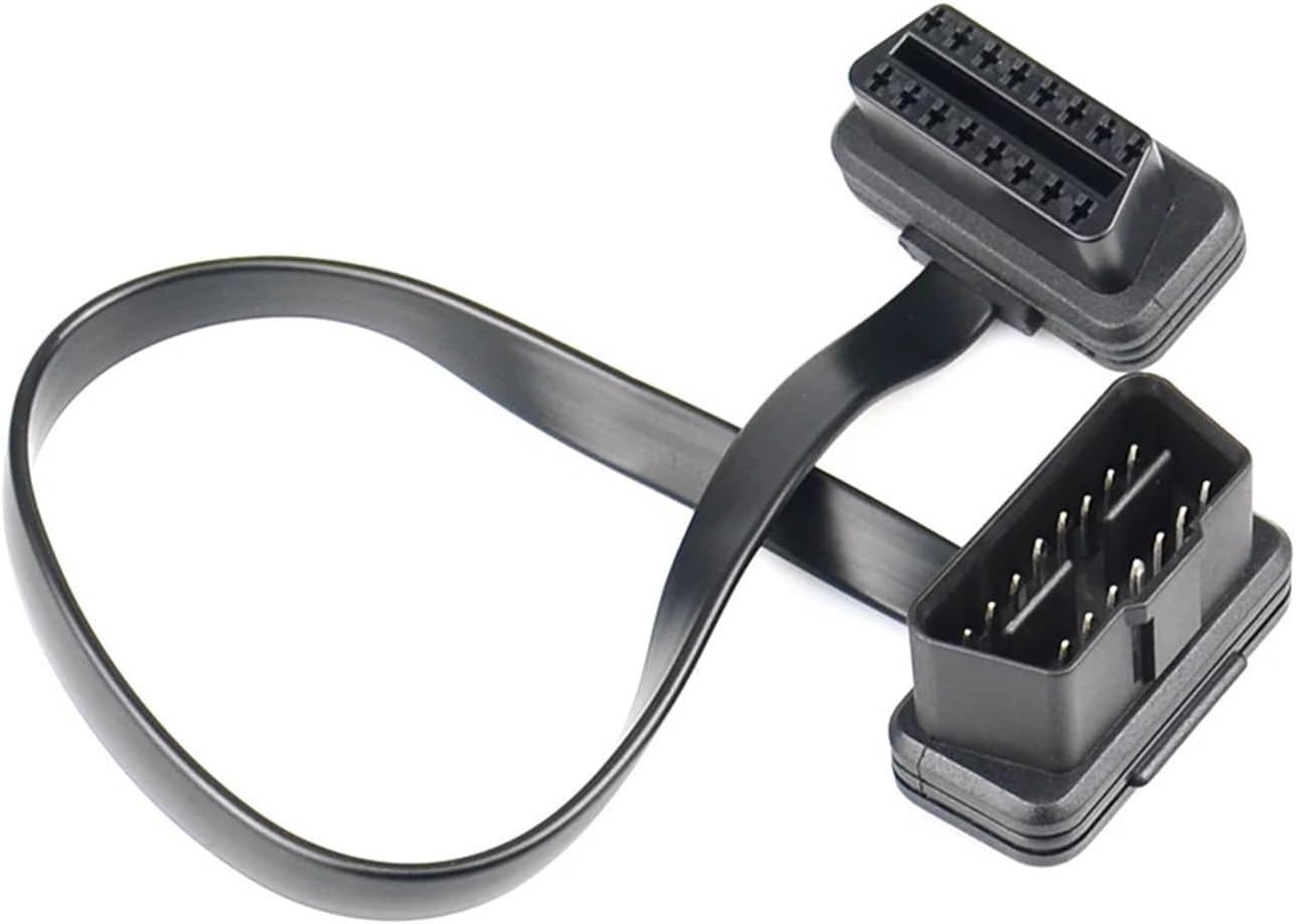 30/60/100CM Flat+Thin As Noodle 16 Pin Socket OBD OBDII 16Pin Male to Female Car Scanner OBD2 Extension Cable Connector(30cm Extension Cable)
