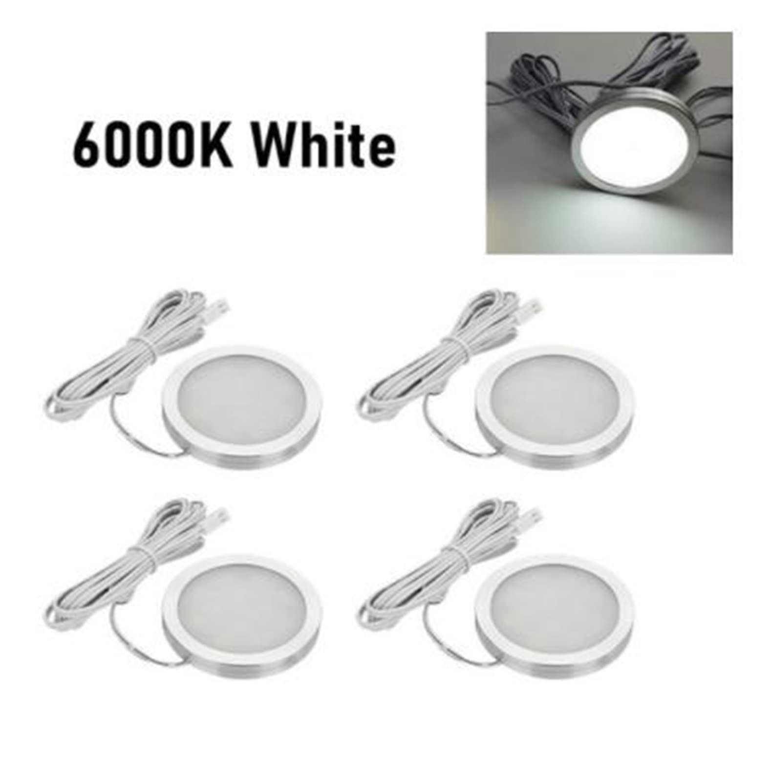 4 szt. Akcesoria do kamperów RV lampy sufitowe przyczepa kempingowa wewnętrzna lampka do czytania oświetlenie dachowe do kampera RV przyczepa kempingowa łódź (Color : 6000K-4PCS, Size : 1)