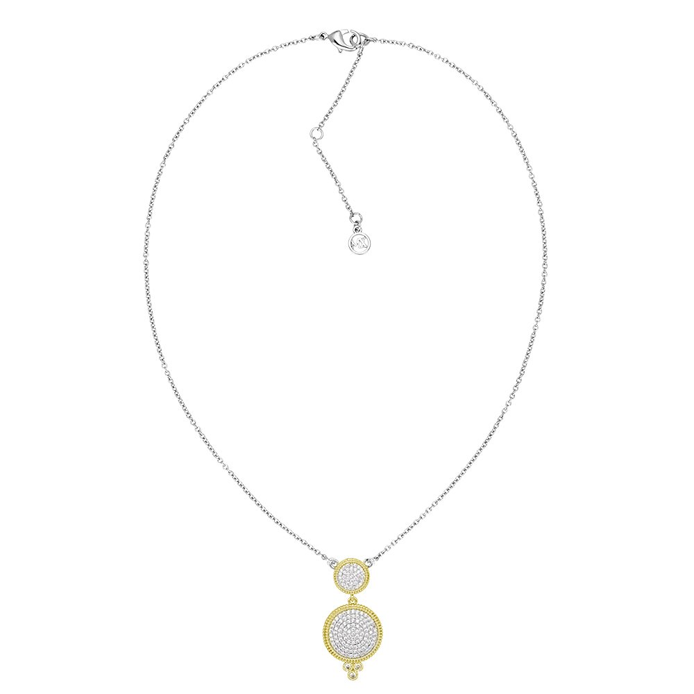 BIJOUX BOBBIBIJOUX BOBBI Double Pave CZ Circle Disk Pendant Necklace