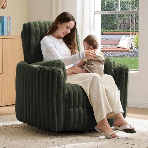 Sillón reclinable plegable de tela verde menta miniatura 6