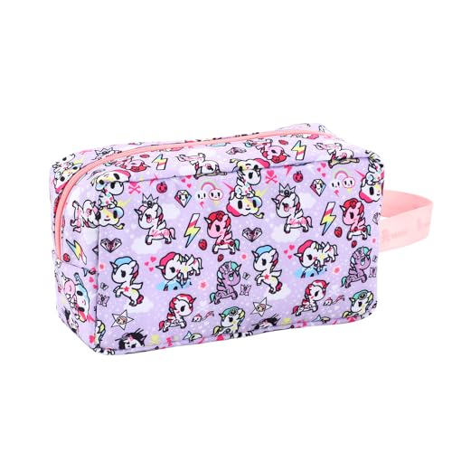 Tokidoki Unicorno Travel Makeup Bag for Women,Cute Large Capacity Cosmetic Pouch Cartoon Portable Makeup Toiletry Bag for Traveling Work Office (Purple)