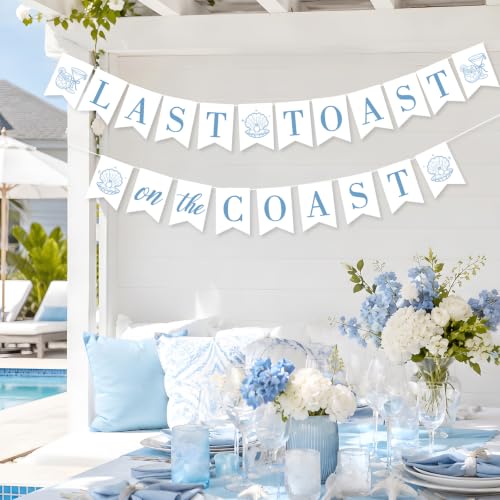 Image of Last Toast on The Coast Banner,Coastal Blue Bachelorette Bridal Shower Sign
