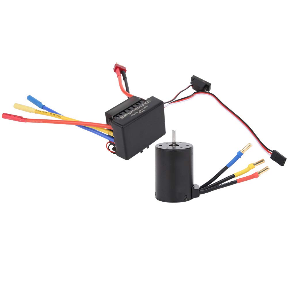 Drfeify Zestaw Silnika Bez Wodoodpornego 3650 3500 KV dla Samochodu RC 1/10, Zestaw ESC o Wysokiej Zawartości Silnika z Funkcjami Ochrony, Stopem Aluminium