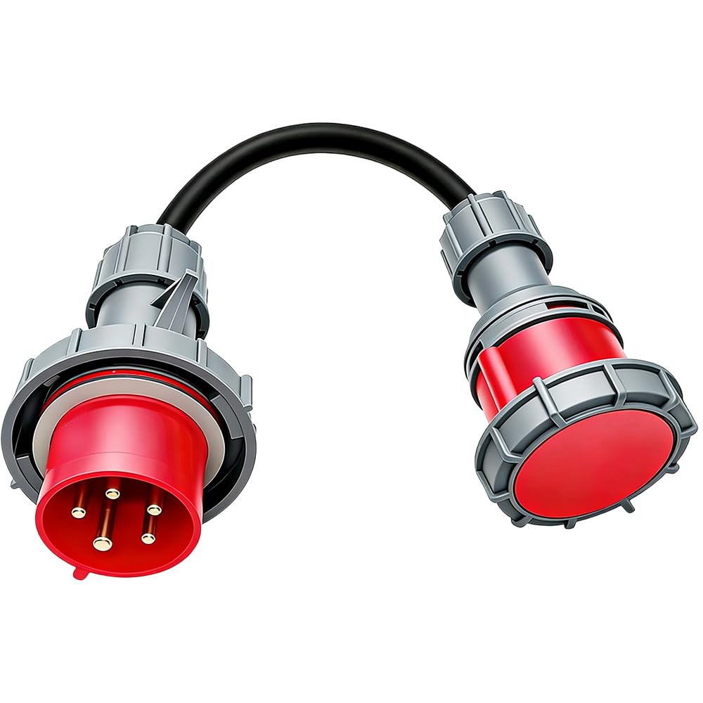 Adaptateur CEE Fiche 32A Vers Prise 16A, Adaptateur de Couplage 32 A vers 16 A avec Couvercle de Protection, 5 Broches, Étanche IP44, pour Véhicules Électriques, Ateliers, Chantiers, Industrie