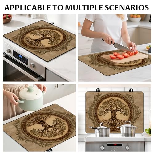 Image of BVBOX Stove Top Cover for Electric Stove, 28 inch x 20 inch Glass Cooktop Protector Mat with Hanging Loops, Anti-Scratch Non-Slip Dish Drying Mat, Washable Countertop Pad