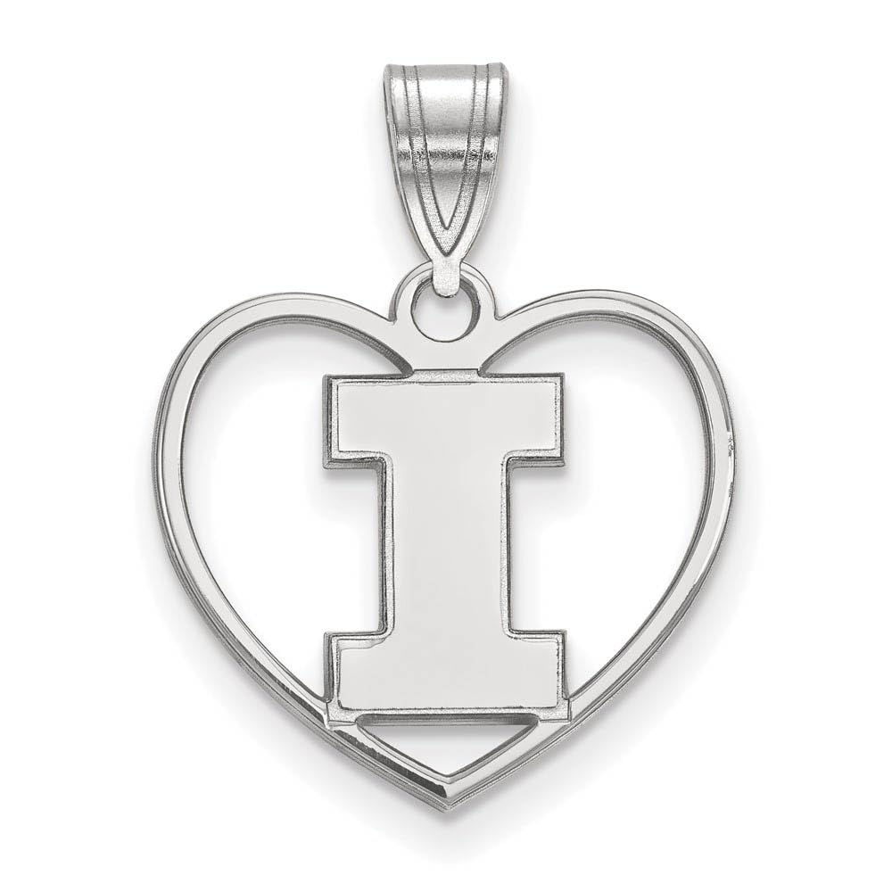 Illinois Pendant in Heart (Sterling Silver)