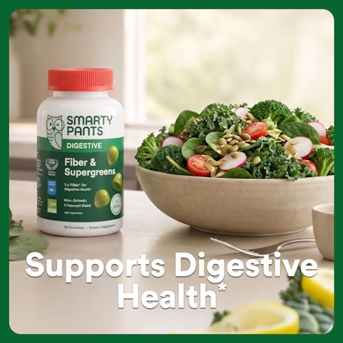 SmartyPants Adult Fiber & Super Greens Gummies, Supports Gut Health, 90 Ct | Broccoli, Spinach, & Kale Blend, Prebiotic Fiber Gummies for Adults, Gluten Free, 30 Day Supply - image 2