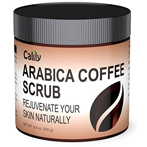 Calily Premium 100% Natural Arabica Coffee Scrub 8.8 Oz. – Achieve Smooth and Firm Skin - Deep Hydrating, Exfoliating and Cleansing – Helps Against Wrinkles, Cellulite, Stretch Marks, etc.