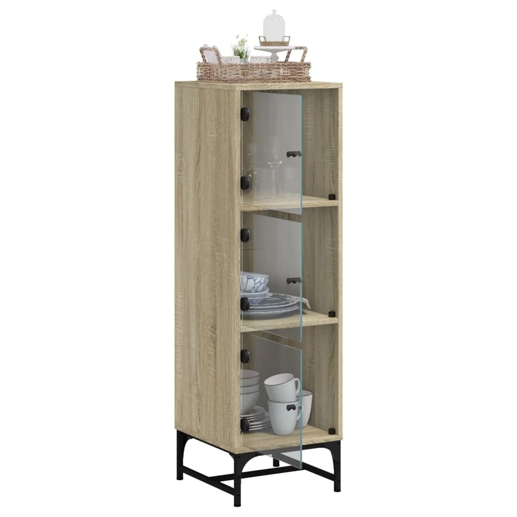 Fengshui Highboard ze szklanymi drzwiami dąb Sonoma 35 x 37 x 120 cm