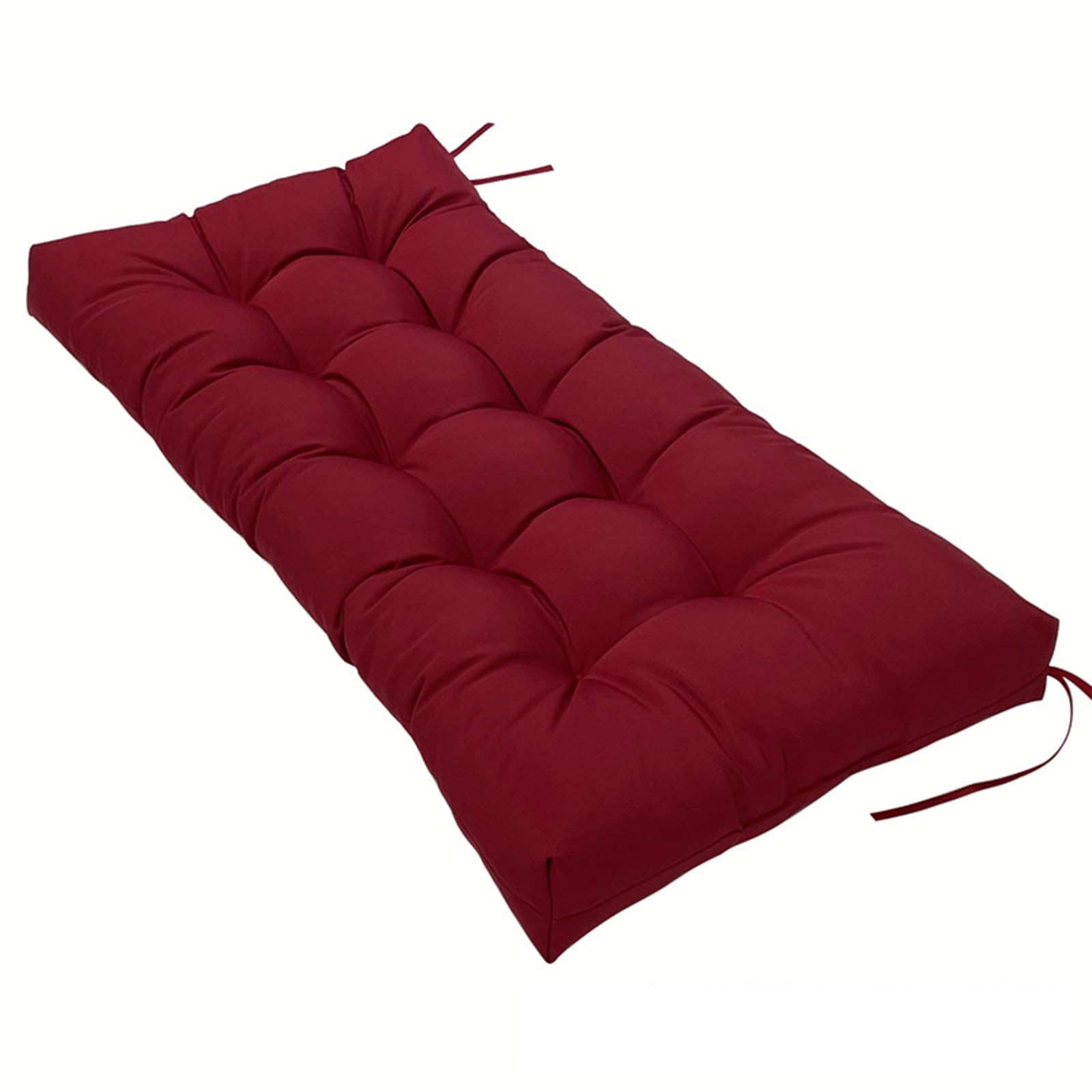 ENWIND Water Proof Loveseat Cushion, Non-Slip Bottom for Indoor/Outdoor Furniture, Tufted Bench Cushions for Bench/Window/Piano/Porch/Swing,Burgundy,130 * 50