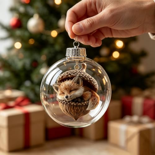 3D Forest Animal Acorn Ornaments, 3.1 Inches Bunny Figure, Plastic Tree Hanging Decor, 1 Pc, Brown D - image 6