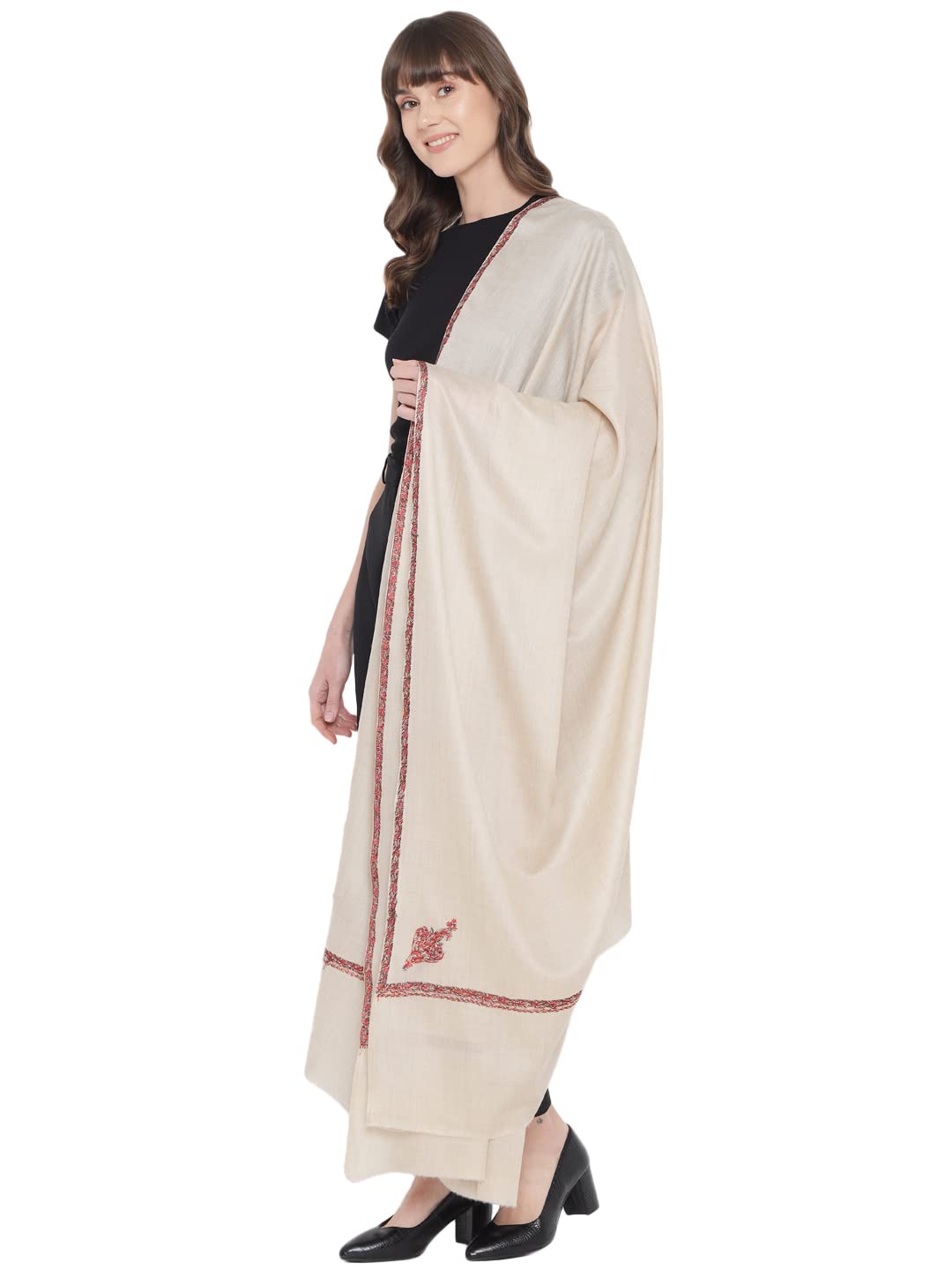 Pashtush Womens Kashmiri Hand Embroidery Shawl Woollen Kingri Beige - Review, Price and Buying Guide