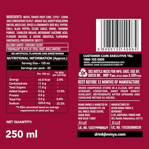 Image of Jimmy's Cocktails Bloody Mary Mixer - Pack of 8, Vodka-Ready Classic Cocktails & Mocktail Base, Non-Alcoholic, Mix & Drink