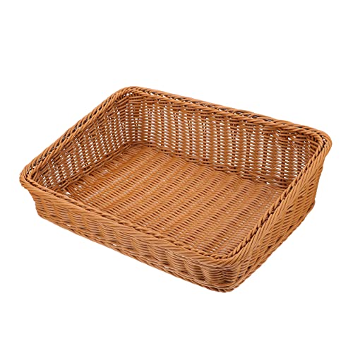 STOBAZA 1Pc Lightweight Japanese Style Rattan Storage Basket for Home Sundries Organizer for Fruits Snacks Magazines and More