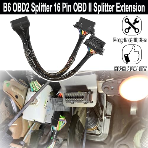 Divisor B6 OBD2 de 16 pines con cable de extensión macho a doble hembra de 30 cm 6