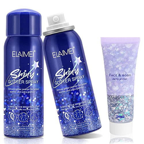 Glitter Spray 2PCS Glitzer Spray Haare Und KöRper Glitzerspray Kleidung...