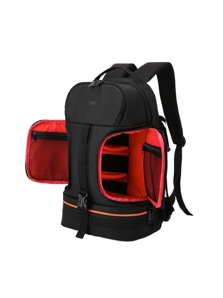 Borsa Reflex Zaino for fotocamera reflex da uomo e donna, zaino viaggio idrorepellente con due aperture di accesso rapido, borsa a tracolla in nylon(Red lining)