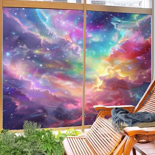 Vinilo adhesivo para ventana estilo nebulosa colorida 2 pzas miniatura 6