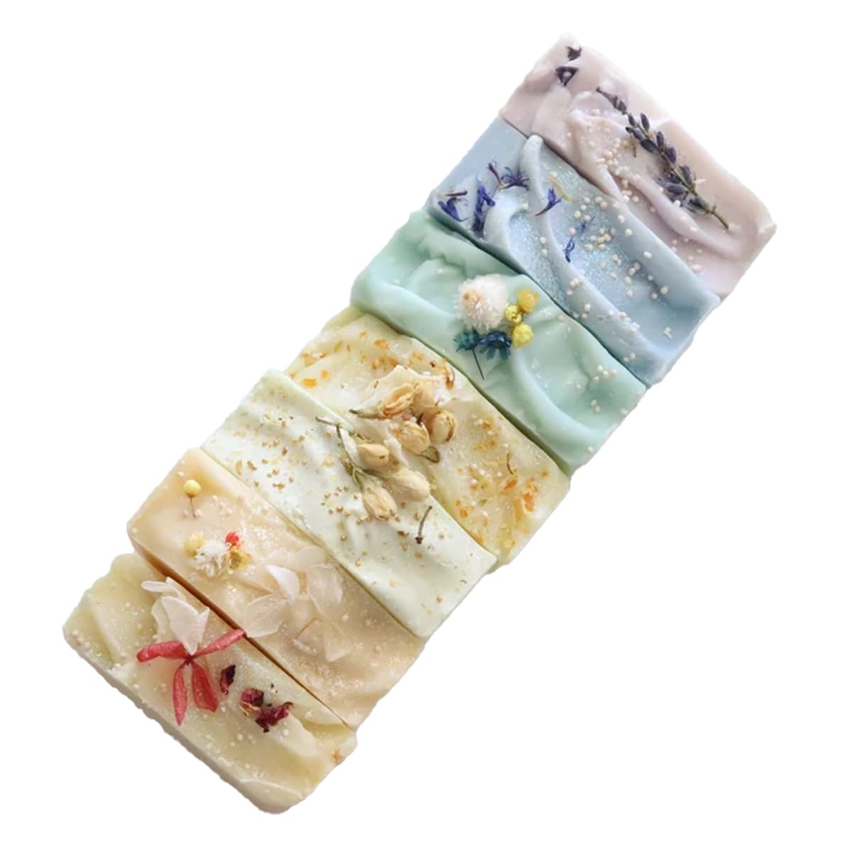 Handmade Rainbow Herbal Soap Pastel Color Handcrafted Bar for Face and Body