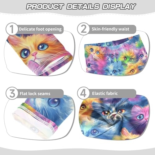 Colorful Cat Girls' Leggings Toddler Doodles Cute Kids Yoga Pants Dance Active Tights 4T3