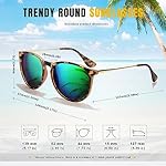 CHBP Sunglasses Womens Men Polarized UV Protection Trendy Vintage Retro Round Mirrored Lens Sunglasses For Women - Image 3