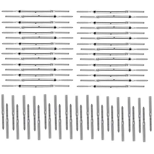 Senmit Lag Screw & Swage Tension Turnbuckle,for 1/8" Cable Deck Stair Wood Post Railing,Stainless Steel T316 Marine Grade 30 Pair Senmit Lag Screw & Swage Tension Turnbuckle,for 1/8" Cable Deck Stair Wood Post Railing,Stainless Steel T316 Marine Grade 30 Pair