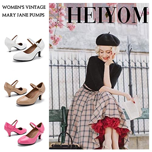 Women's Mary Jane Shoes Kitten Heel Closed Round Toe Low Heels Ankle Strap Office Work Church Wedding Pumps2