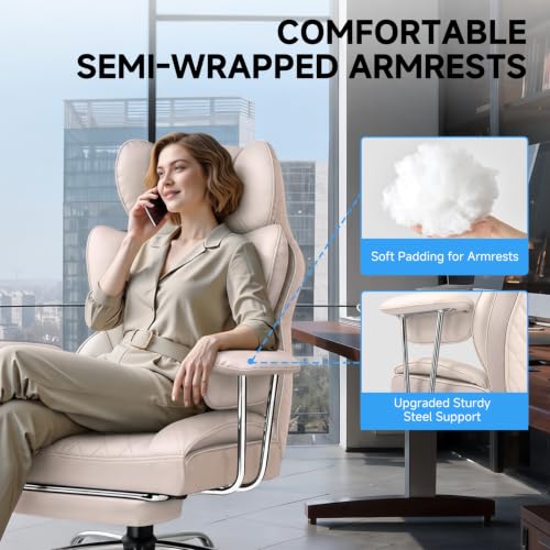 Image of GTPLAYER Gaming Chair,Office Chair with Pocket Spring Lumbar Support, Ergonomic Comfortable Wide Office Desk Computer Chair with Outward Fixed Soft Armrests and Footrest（Gray Pink）