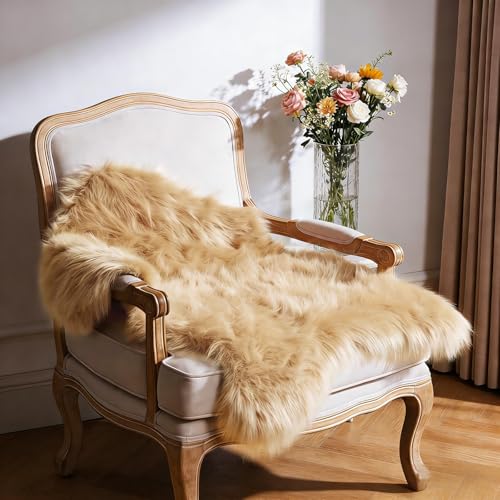 Tapete suave sintético de peluche 2 x 3 pies beige miniatura 6