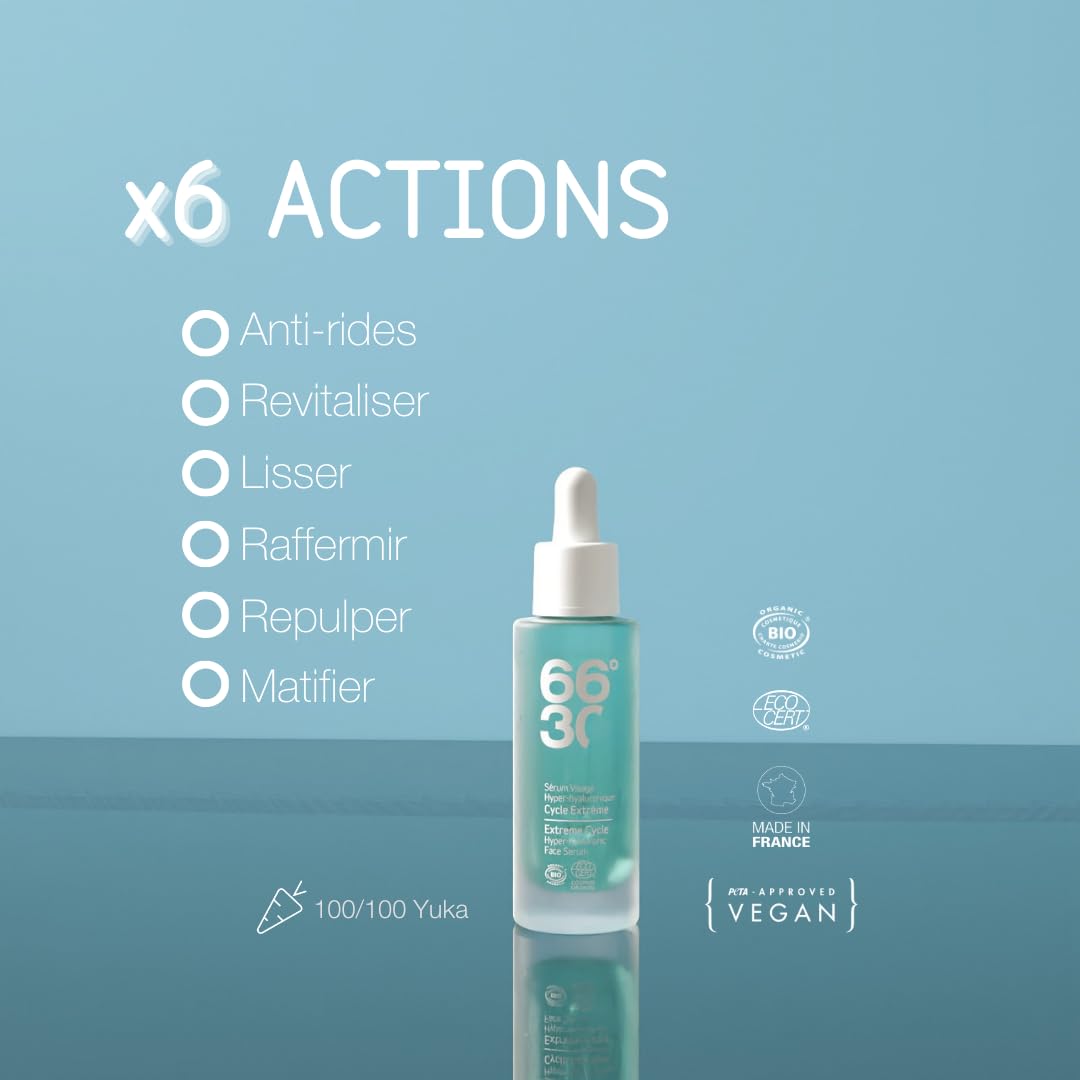 66°30 - Sérum Visage Bio - Sérum Anti-âge - Sérum Anti-rides, Revitalisant - Acide Hyaluronique - 30ml