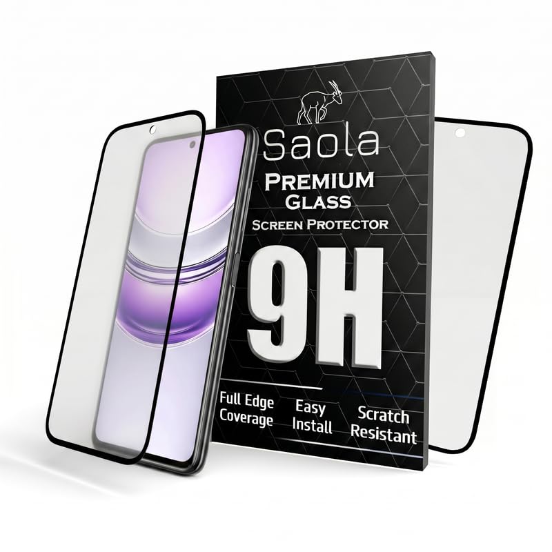 Image of Saola HD Matte Tempered Glass With 18H Hardness For Realme C73 5G (PACK OF 1) with Free Installation Kit. Full screen Coverage. Free Replacement If Received Damaged - 6.67 inch
