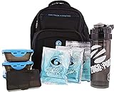6 Pack Fitness Expedition Backpack W/ Removable Meal Management System 300 Black/Neon Blue w/ Bonus ZogoSportz Cyclone Shaker