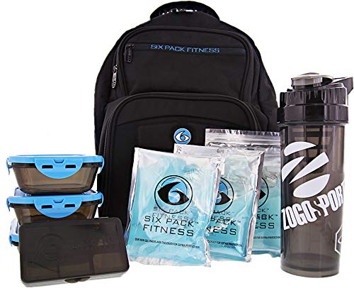 6 Pack Fitness Expedition Backpack W/Removable Meal Management System 300 Black/Neon Blue