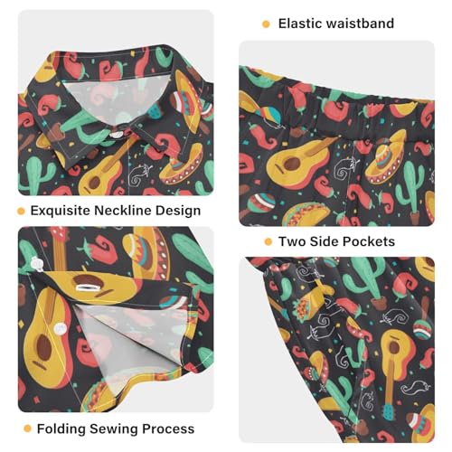 Image of visesunny Funny Boy's 2 Pieces Shirt and Short Set Casual Shirts Short Sleeve Beach Shorts Summer Outfits for 3-10 Years Kids