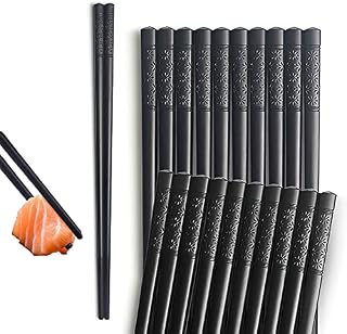 Chopsticks Reusable, 10 Pairs with a Kraft Paper Box, 9.5inch/24cm Alloy Material Dishwasher Safe Non-Slip Korean Japanese Chopsticks for Adult
