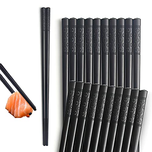 YFWOOD Palillos Reutilizables, 10 Pares de Palillos, Palillos japoneses de Fibra de Vidrio de 9.5 Pulgadas, Palillos Coreanos Antideslizantes para niños Palillos para Alimentos