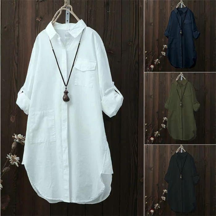 チュニック シャツ チュニックシャツ ロング シャツ ブラウス レディース ロングシャツ シャツワンピース 前開き 無地 長袖 ホワイト ブラック  カーキ 大きいサ ブラウス レディース 春夏 秋冬 春 夏 秋 冬 白 シャツ トップス スキッパー 長袖 トップス チュニック 無地 チュニック シャツ チュニックシャツ ロング シャツ ブラウス レディース ロングシャツ シャツワンピース 前開き 無地 長袖 ホワ