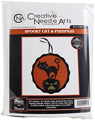 Kit point de croix compté chat noir d'Halloween Colonial Needle pour broderie 18 count