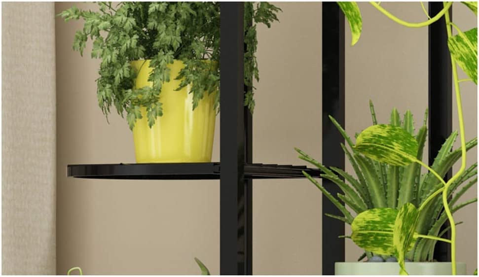 MetalTouch Multi-Tiered Metal Flower Pot Stand - Indoor 4 Layer Tier Iron Plant Pot Display Rack Plant Pot Holder Tall Plant Flower Shelf for Living Room Balcony Court Garden (Black)