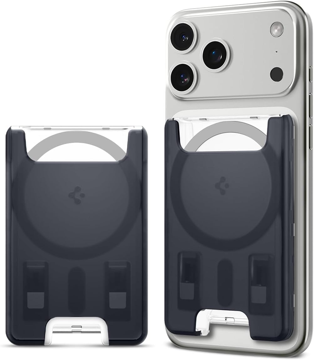 Spigen for MagSafe Wallet, Holds 3 Cards, Compatible with iPhone 17/16/15/14/13/12, Pixel 10 Series, MagSafe-Case, Pixelsnap, and Plaud Note, Transparent Card Holder - Classic C1 Graphite