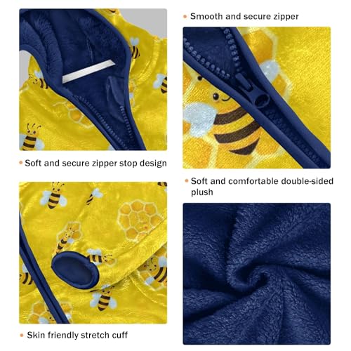 CHIFIGNO Yellow Honeycomb Toddler Thick Warm Fleece Jacket with Polar Fleece Lining 3T3