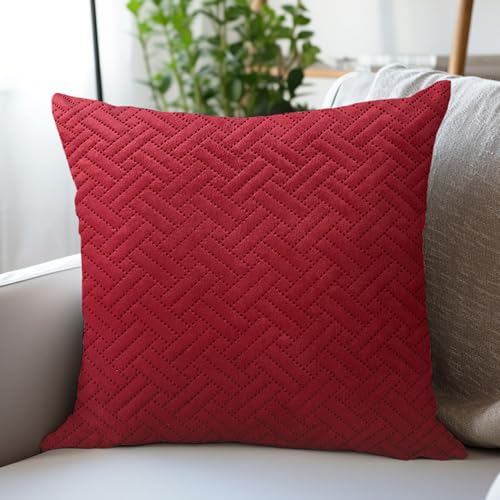 Image of Encasa XO Velvet Cushion Covers, No Inserts, 20 inchx20 inch, Red