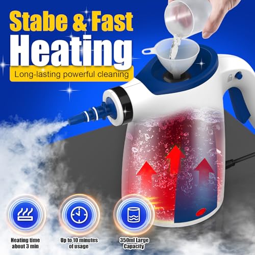 Hand Held Steam Cleaner, Portable Steam Cleaners, Steam Cleaner Handheld, Comes with 12-Piece Accessories for Multi-Surface Stain Removal, Perfect for Stain Removal, Car, Sofa, Floor, Bathroom, Window - Image 3