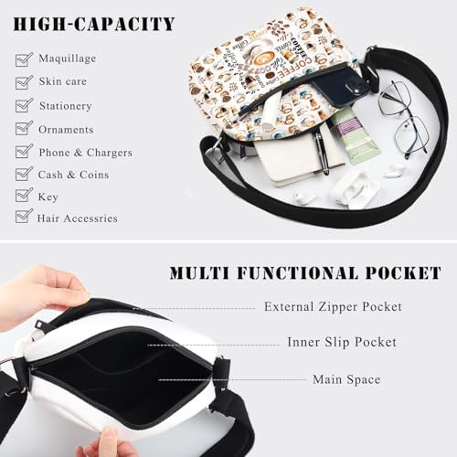 BDPWSS Coffee Crossbody Bag Coffee Lover Shoulder Bag Barista Gift Latte Lover Gift Coffees Latte Cups Chocolate Groovy Gifts4